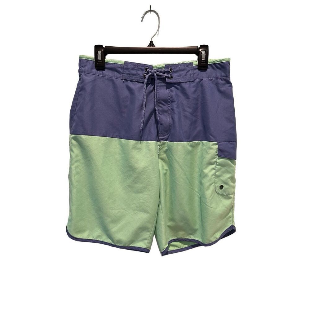 Trunks mint green and blue color block board shorts - M